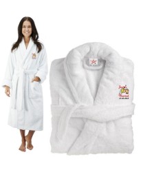 Deluxe Terry cotton with Just Married Bride Groom Kiss CUSTOM TEXT Embroidery bathrobe Deluxe Terry cotton with Just Married Bride Groom Kiss CUSTOM TEXT Embroidery bathrobe